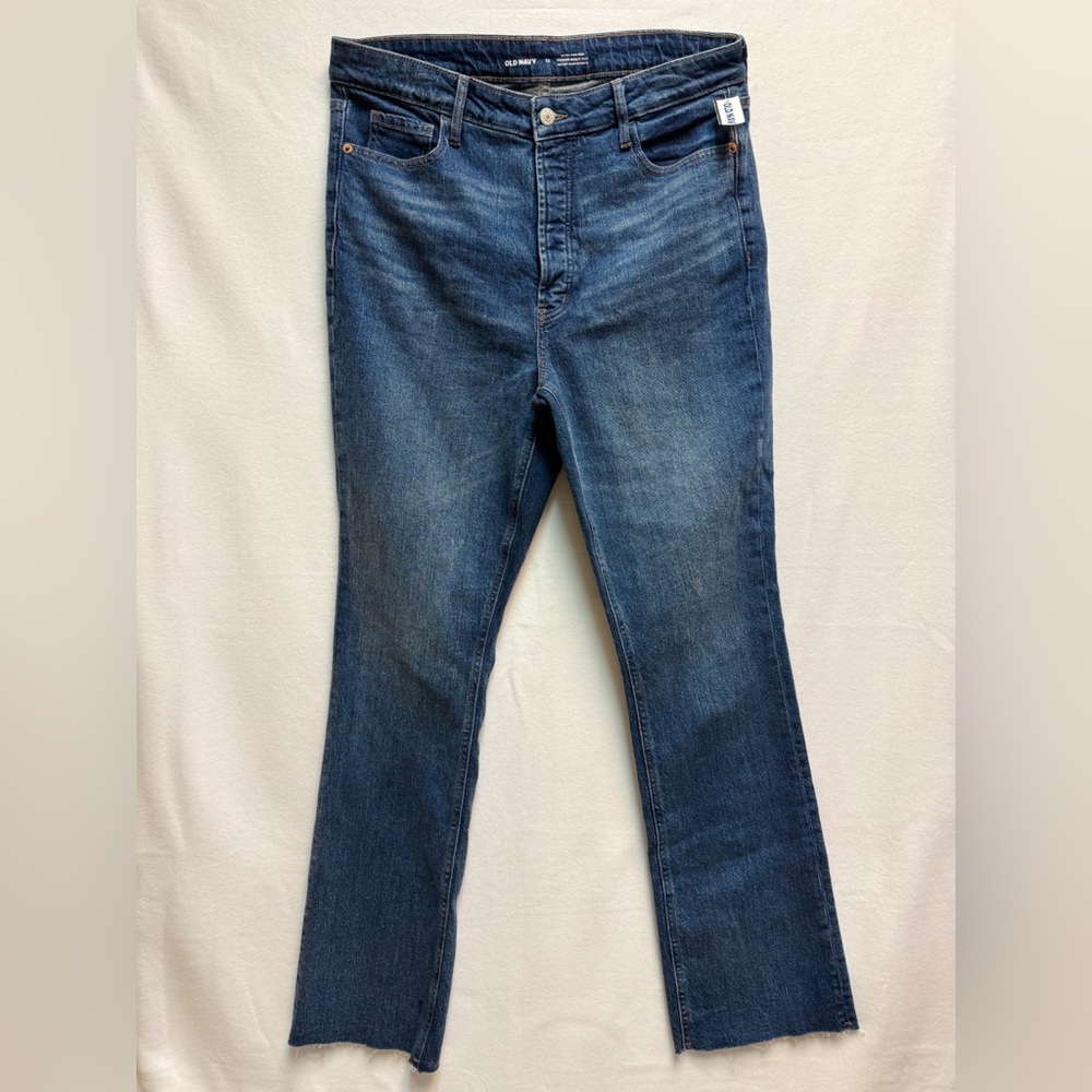 Old Navy Dark Blue Extra High-Rise Kicker Boot-Cut Jeans